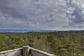 Image showing view over forest with cloudy sky