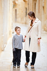 Image showing Mother and son outdoors