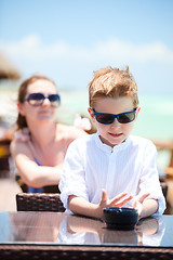 Image showing Mother and son outdoors