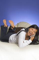 Image showing happy phone call