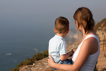 Image showing Mother and son enjoying beautiful views