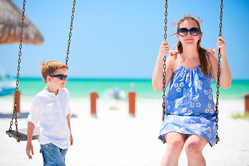 Image showing Mother and son at playground