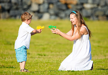 Image showing Family fun outdoors