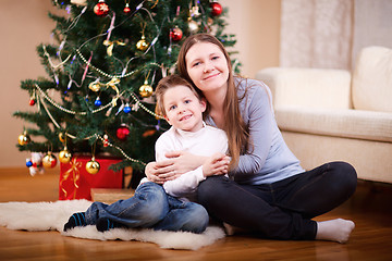 Image showing Mother and son at Christmas