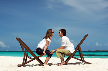 Image showing Young couple on the beach