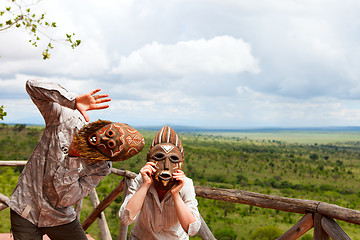 Image showing Couple in African masks