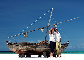 Image showing Young couple on the beach