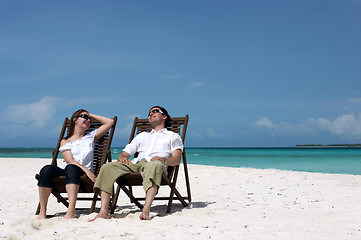 Image showing Young couple on the beach