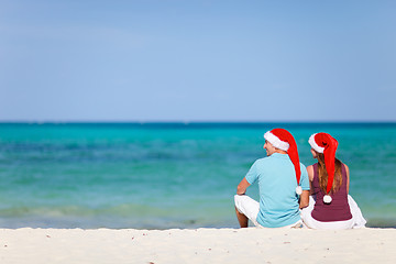 Image showing Young couple on Christmas beach vacation