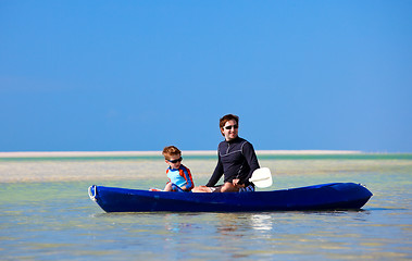 Image showing Father and son kayaking