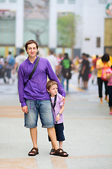 Image showing Father and son outdoors