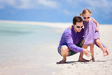 Image showing Father and daughter on beach