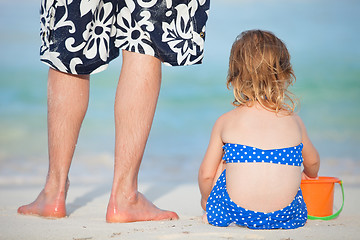 Image showing Father and daughter at beach