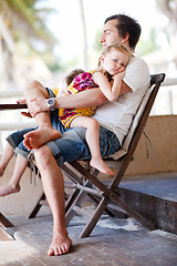 Image showing Father and daughter relaxing