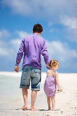 Image showing Father and daughter at beach