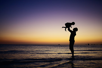 Image showing Family at sunset