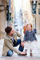 Image showing Father and daughter in city