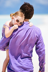 Image showing Father and daughter at beach