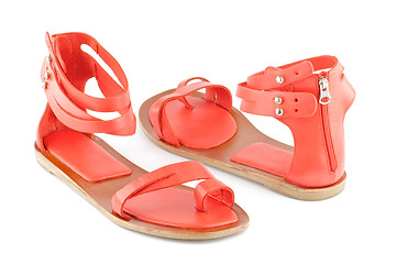 Image showing Red female open shoes