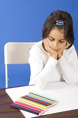 Image showing little girl thinking