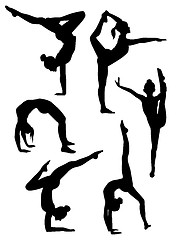 Image showing Girls gymnasts silhouettes