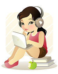 Image showing Young girl with laptop