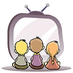 Image showing Children watching tv