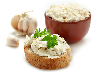 Image showing bread with fresh cream cheese
