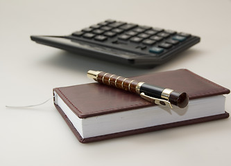 Image showing Diary pen and calculator 