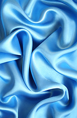 Image showing Smooth elegant blue silk as background