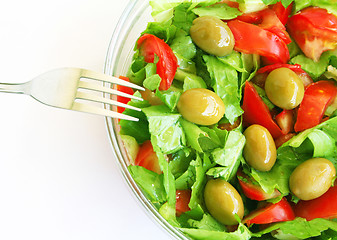 Image showing Healthy vegetarian Salad with olives 