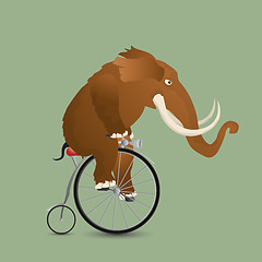 Image showing mammoth on a bicycle