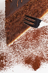 Image showing piece of tasty chocolate cake isolated