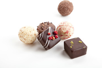 Image showing collection of different chocolate pralines isolated 