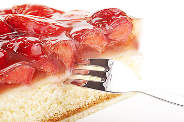 Image showing tasty strawberry cake isolated on white background