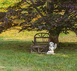 Image showing Park Bench And Angel