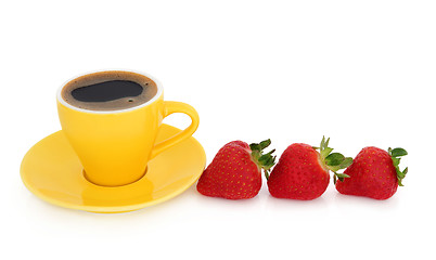 Image showing Espresso Coffee and Strawberries