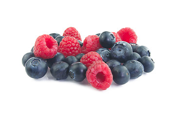 Image showing Blueberries and raspberries
