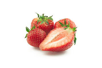 Image showing Ripe strawberries close up