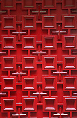 Image showing Red wooden door