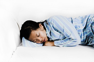 Image showing woman sleeping on couch