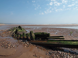 Image showing Shipwreck in sand and pebbles, Montrose.