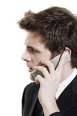 Image showing business man on cell phone over white