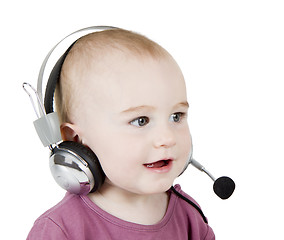 Image showing young child with headset