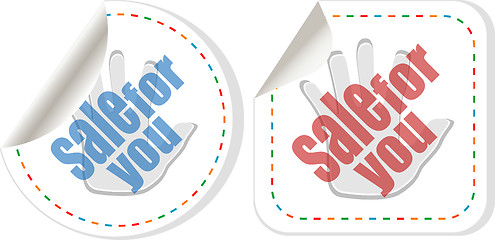 Image showing sale sticker set with hands