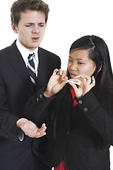 Image showing woman breaking cigarette in half