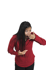 Image showing woman sensing bad smell