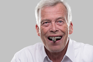 Image showing Happy Smoking Senior