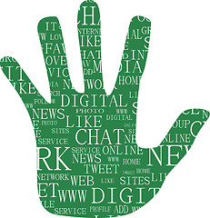 Image showing Illustration of hand, keywords on social media themes