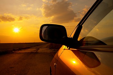 Image showing Car sunset